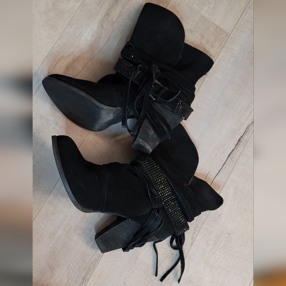 Leather 4" Naughty Monkey Leather High Heel Boots Absolutely Gorgeous!! 😍 Sz 8 - Picture 7 of 10